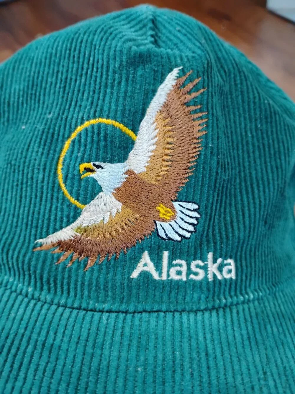 Vintage Alaska Bald Eagle Snap Corduroy Hat Cap